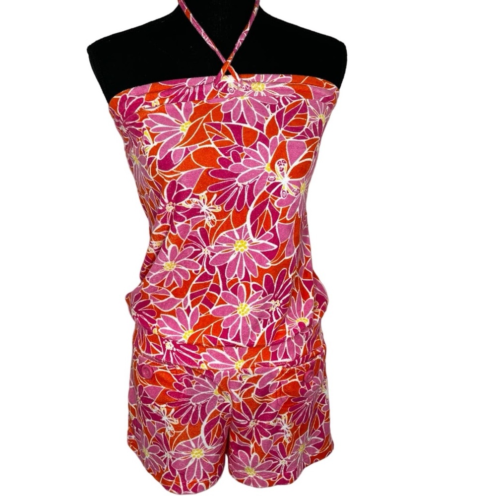 Lilly Pulitzer Pink & Orange Floral Strapless Romper